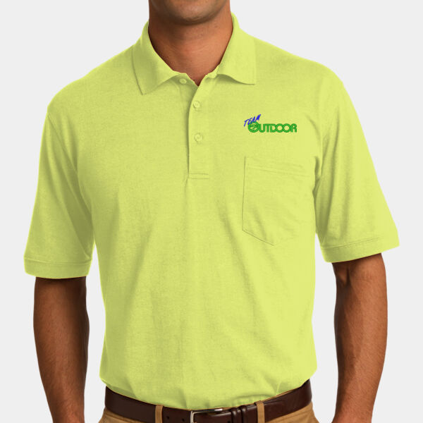 Embroidered Crest - Core Blend Jersey Knit Pocket Polo (low stock alert) Thumbnail