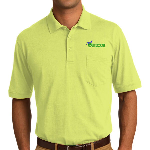 Embroidered Crest - Core Blend Jersey Knit Pocket Polo (low stock alert) Thumbnail