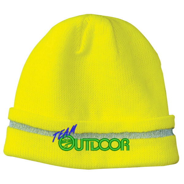 Embroidered  - Enhanced Visibility Beanie with Reflective Stripe Thumbnail