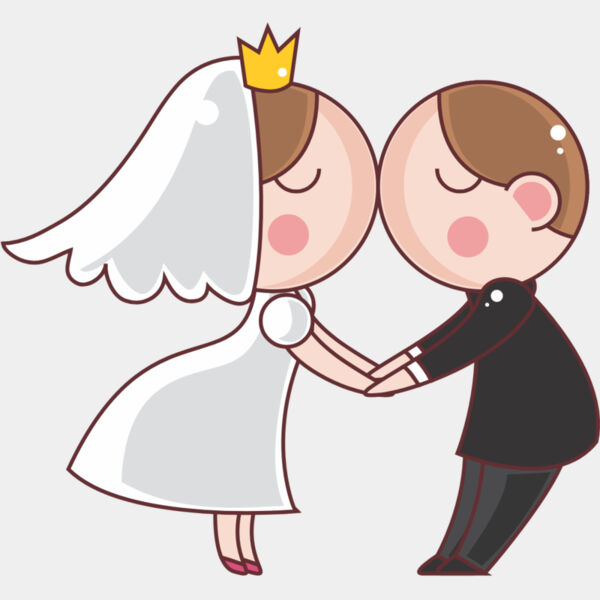 Cartoon Wedding Groom Bride Kiss 2 Thumbnail